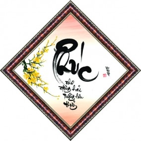 Tranh thư pháp vẽ tay CHỮ PHÚC